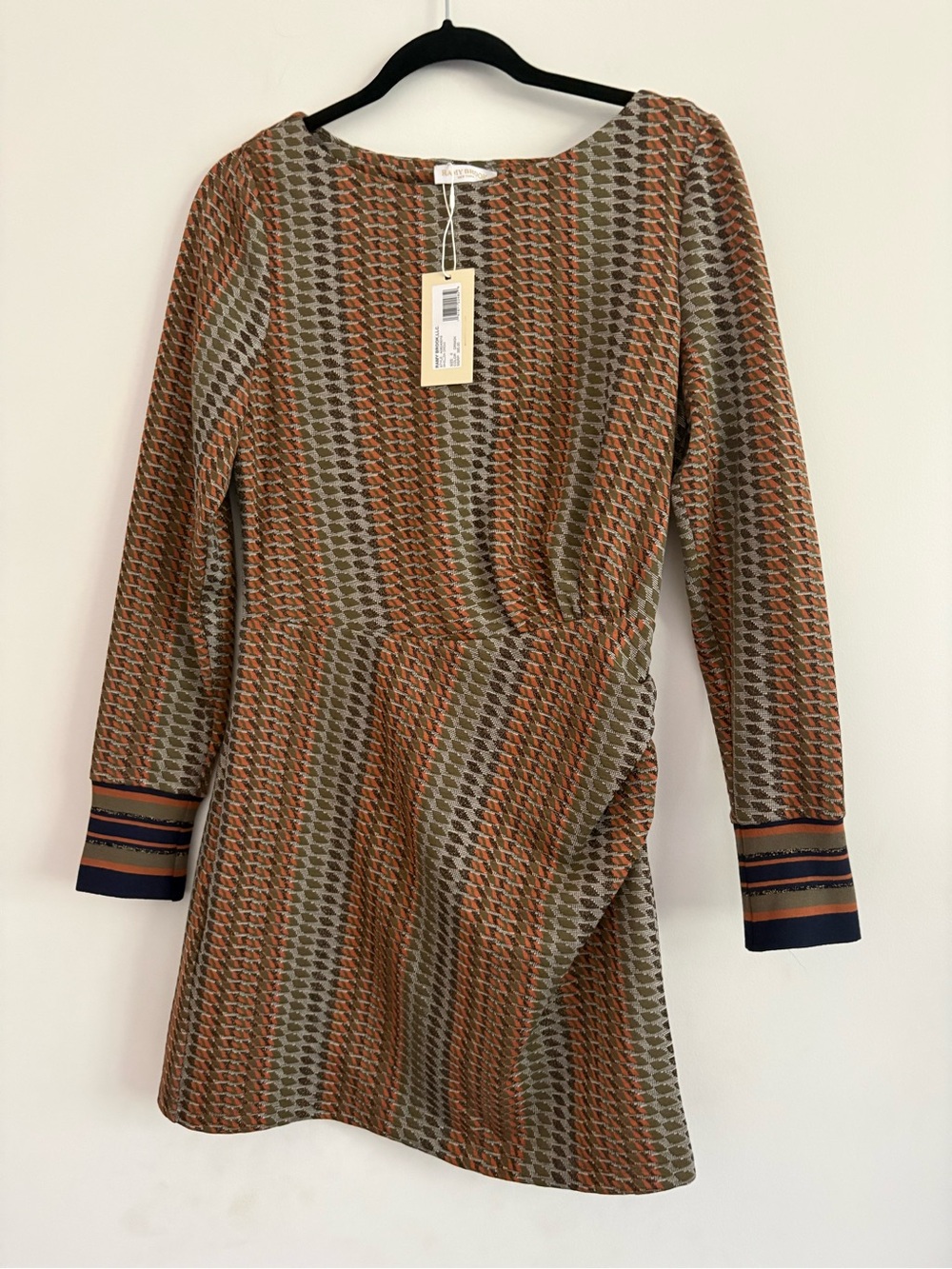 Ramy Brook Brown Patterned Long-Sleeve Dress